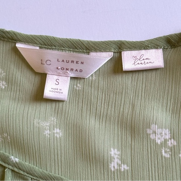 lc lauren conrad top Woman’s Small 3/4 Sleeve Green Pistachio - Picture 5 of 13